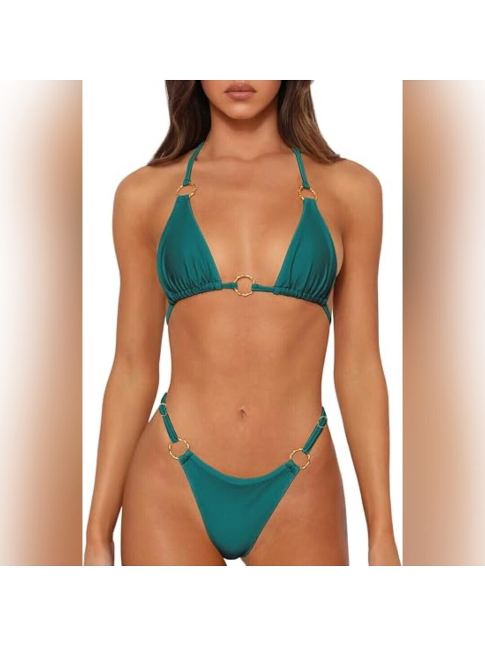 NWOT MIKETAI Two Piece Spaghetti Strap Triangle Top Bikini Swimsuit Set, Small